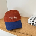 Retro five-panel baseball cap in brick red and navy blue with The day embroidery - 56-58cm Adjustable / Brick Red And Navy