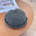 Minimalist quick-dry docker hat in retro dark grey-green nylon with rolled edge - 56-58cm Adjustable / Gray