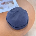 Navy blue lightweight retro miki hat with crinkle nylon fabric and docker cap style - 56-58cm Adjustable / Navy Blue