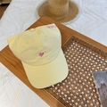 Pale yellow baseball cap featuring pink heart embroidery and side letter detailing - 56-58cm Adjustable / Yellow