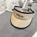 Visiera parasole beige regolabile con ricamo nero e tessuto ad asciugatura rapida - Bambini 48-52cm (Regolabile) / Beige Cachi