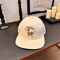 Retro cremefarbene Baseballkappe mit süßer Entenstickerei und dekorativem Seildetail-Akzent - 56-58cm Verstellbar / Beige