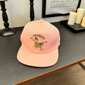 Rosa Canvas-Baseballkappe mit Enten-Stickerei und dekorativem Webseil-Detail - 56-58cm Verstellbar / Rosa