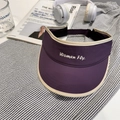 Visiera parasole viola scuro con ricamo Women Fly e bordo bianco per l'estate - Bambini 48-52cm (Regolabile) / Viola