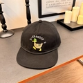 Schwarze Baumwoll-Baseballkappe mit Entenstickerei und dekorativem Webseil im Retrostil - 56-58cm Verstellbar / Schwarz