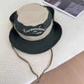 Chapeau bob de randonnée bicolore vert foncé et kaki avec cordon réglable et broderie - 56-58cm / Vert Armée