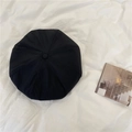 Gorra clásica tipo newsboy negra en tejido de pana con detalle de botón - 56-59cm / Negro