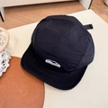 Zwarte 5-panel sneldrogende campingpet met geborduurd berglogo voor buitenleven - 56-58cm / Zwart