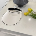 Visiera parasole bianca in seta di ghiaccio a tesa larga con piping nero per esterni - 56-59cm (Regolabile) / Bianco Sporco