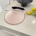 Pink wide brim ice silk sun visor for summer outdoor activities with brand logo - 56-59cm (Adjustable) / Pink