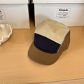 Berretto camp 5-panel retrò impermeabile stile patchwork tricolore beige blu marrone - 56-58cm Regolabile / Tesa Marrone