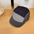 Cappellino camper a cinque pannelli blu navy e grigio in tessuto ad asciugatura rapida - 56-58cm Regolabile / Tesa Grigia