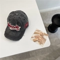 Vintage washed black baseball cap with Orlando embroidery and distressed hole details - 56-59cm (Adjustable) / Dark Grey
