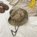 Army green vintage canvas bucket hat with Belfry embroidery and adjustable chin strap - One Size / Khaki