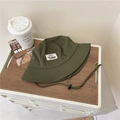 Olive green quick-dry bucket hat with adjustable windproof cord and patch logo - 56-59cm / Army Green