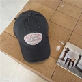 Retro charcoal cotton baseball cap with pink DOG PERSON embroidery on brick background - 56-60cm (Adjustable) / Gray