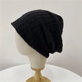 Berretto slouchy nero in maglia con trama a spirale testurizzata per uomo e donna - 56-62cm (Elastico) / Nero