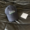 Vintage navy blue cotton baseball cap with Don't be late embroidery on black leather - 56-58cm (Adjustable) / Navy Blue