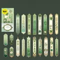 Pack de pegatinas PET vintage con flores verdes para diarios DIY y scrapbooking decorativo - Paquete de 20 / Esmeralda Verde