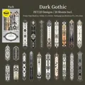Pack de 20 pegatinas largas de PET estilo gótico con patrones vintage europeos - Paquete de 20 / Gótico oscuro