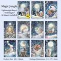 Magic Jungle Vintage Scrapbooking-Papier mit Waldtier-Illustrationen 30 Blatt Set - Zauberdschungel