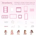 Strawberry Party PET-stickerset met anime-meisjes en kaders in roze tinten - Aardbeienfeest