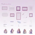 Frambozenkaas PET-stickers met paarse anime-meisjes en decoratieve kaders, set van 25 stuks - Frambozenkaas