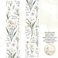 Floral PET decorative tape with shell light finish and hand-painted flower motifs - 60mmx2m / Pear Moon White