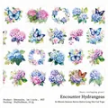 Ruban adhésif PET décoratif aux motifs d'hortensias aquarelle et papillons colorés - Rencontre Avec L'hydrangée (5844673004751)