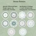 Dense Flowers vintage lace white kraft paper stickers for stationery decoration 20 pieces - Dense Flowers