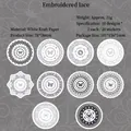 Vintage lace border stickers set in white kraft paper with 20 pieces for journaling - Embroidered Lace
