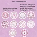 Floral lace vintage stickers set featuring 10 round patterns on white kraft paper - Lace Scented Dreams