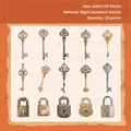 Vintage style diamond keys and padlocks decorative stickers in gold and silver finish - Diamond Key