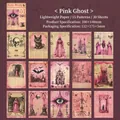 Pink and black Gothic Weekly scrapbooking paper set featuring skull and cat designs - Pink Ghost / 30 Sheets