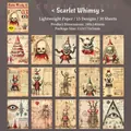 Gothic Weekly series 30pcs dark aesthetic scrapbooking paper with vintage motifs - Scarlet Grotesque / 30 Sheets