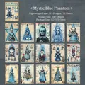 Papel de scrapbooking estilo gótico con diseños de fantasmas azul oscuro para diarios - Fantasma Azul