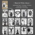 Gothic Black Abyss scrapbooking paper set with dark skull and winged creature motifs - Black and White Abyss / 30 Sheets