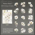 Autocollants fleurs blanches en PET imperméables série Flower Story pour scrapbooking et DIY - Aube