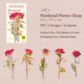Adesivi botanici in PET con rose rosse scure per scrapbooking, 10 fogli a confezione - Rosa Rosso Scuro