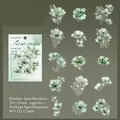Série d'autocollants fleurs PET en vert forêt pour scrapbooking et décoration créative - Montagnes Cachées dans la Brume