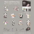 Cute PET animal concert stickers set featuring 15 unique musical character designs - Black and White Keys