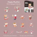 Set di 15 adesivi PET Concerto Animali con simpatici animali che suonano su sfondo viola - Ritmo Felice