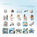 20-piece Mediterranean watercolor sticker set featuring Greek coastal architecture and figures - Sea Salt Mediterranean