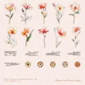 Romantic PET floral scrapbooking stickers with 40 vintage watercolor flower patterns - Flowers and Florist