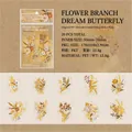 Floral PET stickers with gold foil stamping for DIY scrapbooking and planners - Flower Branch Dream Butterfly Style