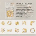 Floral PET gold-stamped stickers in 'Dusk Flower Bouquet' style for DIY journal decor - Twilight Flower Clusters Style