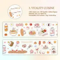 Cute food theme PET decorative tape with sparkling sand finish for journaling and crafts - Energetic Cuisine