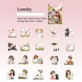 Retro PET sticker set featuring 20 unique hand-drawn girl and sheep cartoon designs - Lamb
