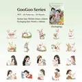 20pcs PET cartoon stickers featuring cute girl and rabbit illustrations for DIY journals - Rabbit
