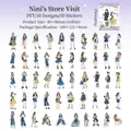 50pcs Nini's shop-hopping PET waterproof cartoon girl stickers for DIY scrapbooking - Nini Store Exploring